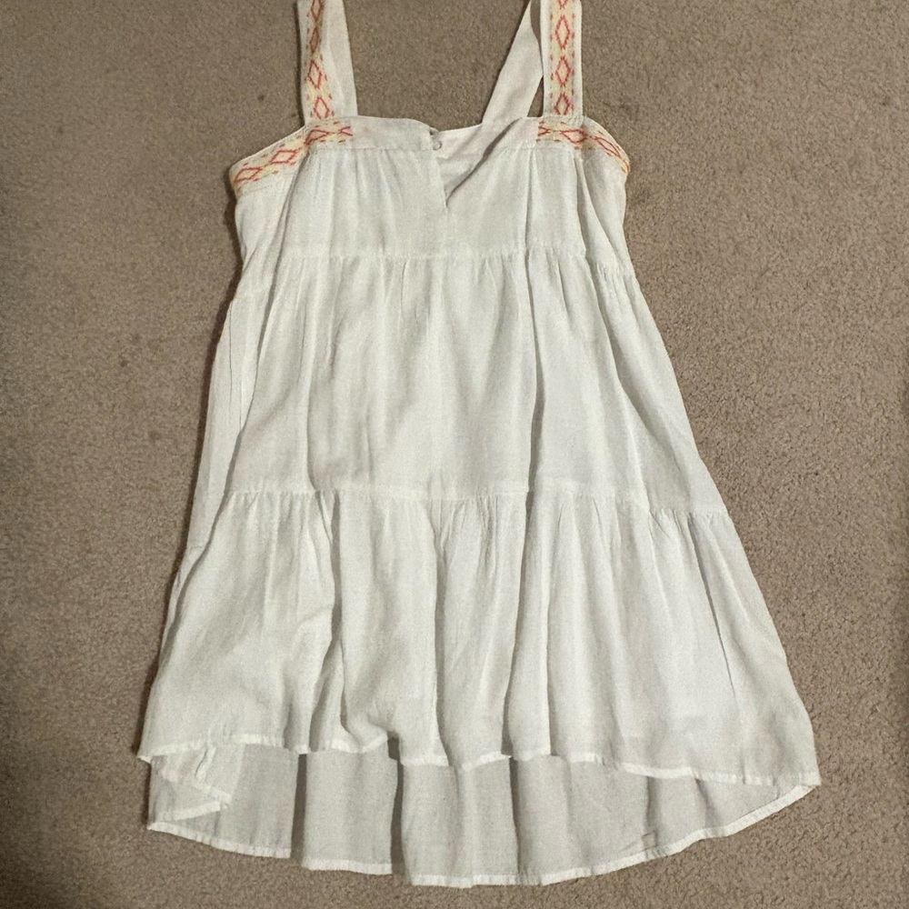 Blue Rain White Floral Embroidered Dress